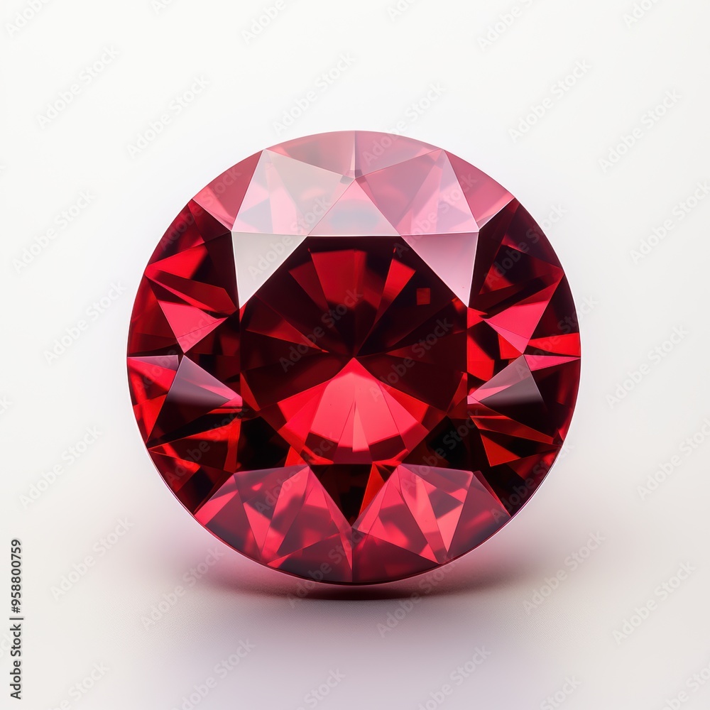 A beautiful red ruby diamond is sitting elegantly on a white surface A beautiful red ruby diamond is sitting elegantly on a white surface
