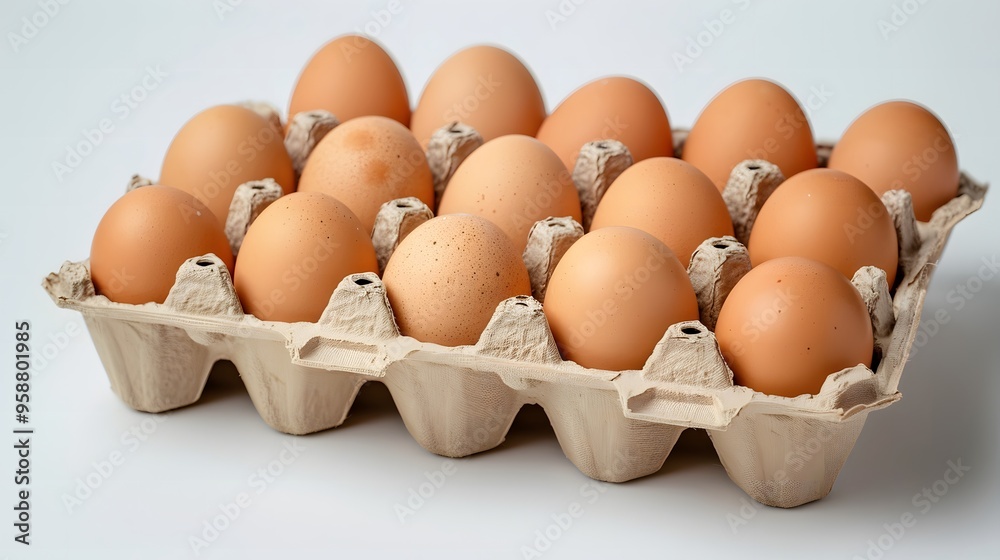 eggs in carton with transparent white background
