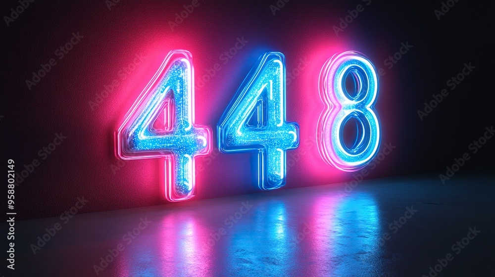 linear symbol neon number four glowing in the dark with ultraviolet light pink blue gradient laser ray linear symbol neon number four glowing in the dark with ultraviolet light pink blue gradient laser ray