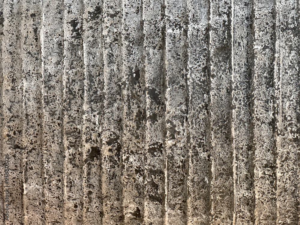 Obraz premium Cemented texture with stripes vertical line pattern on natural stone pottery. Seamless background texture