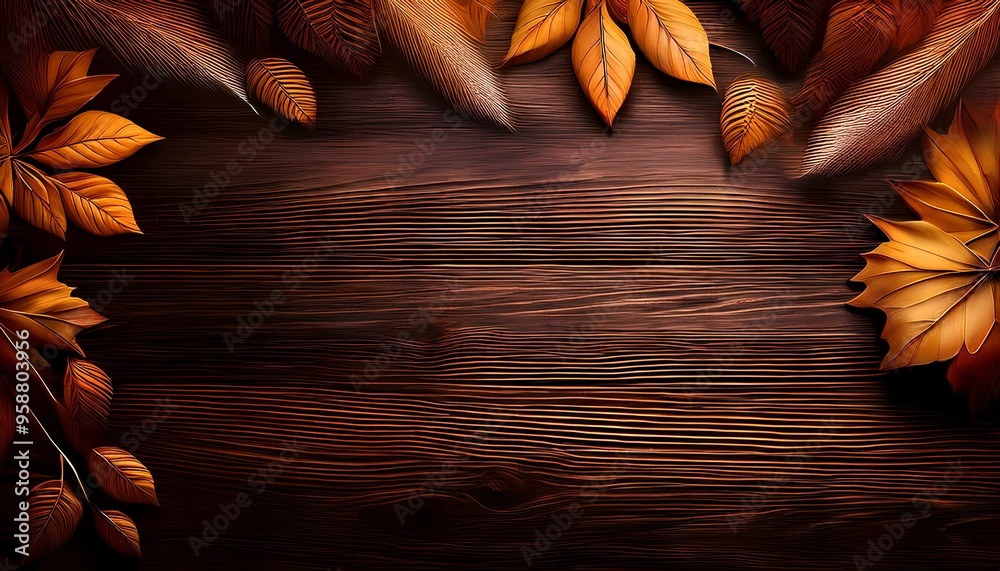 wooden background with autumn leaves wooden background with autumn leaves