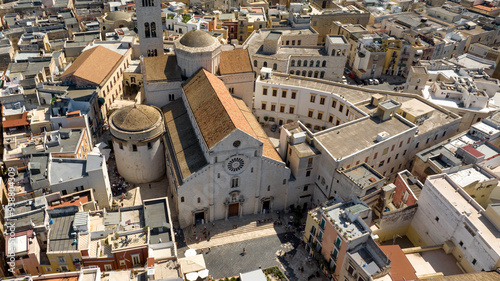 Aerial view of Bari Cathedral in Puglia, Italy. The Metropolitan Cathedral Basilica of Saint Sabinus is a Catholic church located in the historic center of the city, called Old Bari. photo