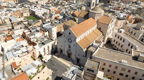 Aerial view of Bari Cathedral in Puglia, Italy. The Metropolitan Cathedral Basilica of Saint Sabinus is a Catholic church located in the historic center of the city, called Old Bari. photo