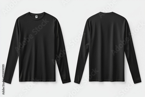 Black long sleeve tshirt mockup isolated created with Generative AI