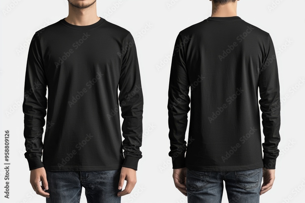 Black long sleeve tshirt mockup isolated created with Generative AI