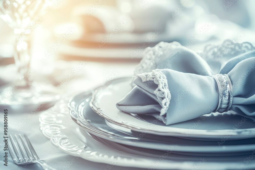 Formal dining table setting created with generative AI and minimalistic design touches Formal dining table setting created with generative AI and minimalistic design touches