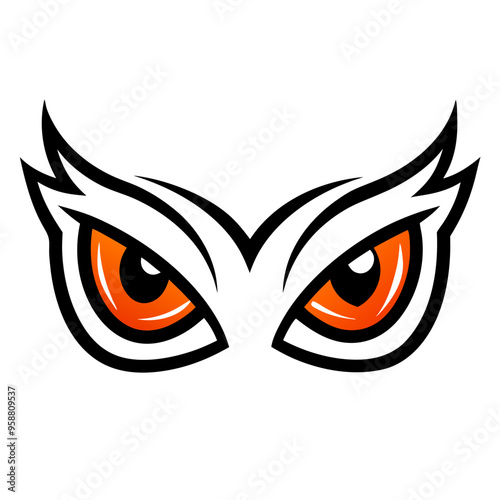 Piercing eyes with orange iris, Halloween theme, vector art