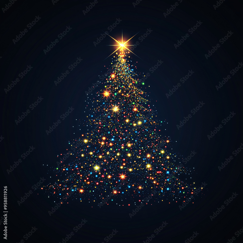 Abstract Christmas tree silhouette with a star on top. Abstract Christmas tree silhouette with a star on top.