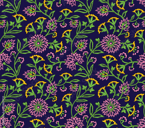HAND DRAWN MUGHAL FLORAL JAIPUR PRINTS SEAMLESS PRINT DIGITAL PATTERN