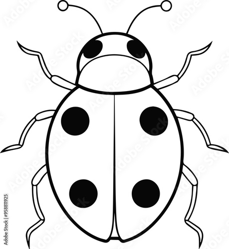 ladybug line art silhouette vector illustration