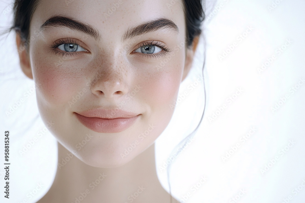 A beautiful woman close-up, facial skin care display A beautiful woman close-up, facial skin care display
