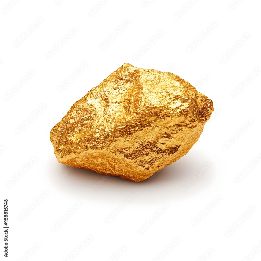 Captivating Macro Shot of a Sophisticated and Precious Gold Nugget on a White Backdrop Captivating Macro Shot of a Sophisticated and Precious Gold Nugget on a White Backdrop