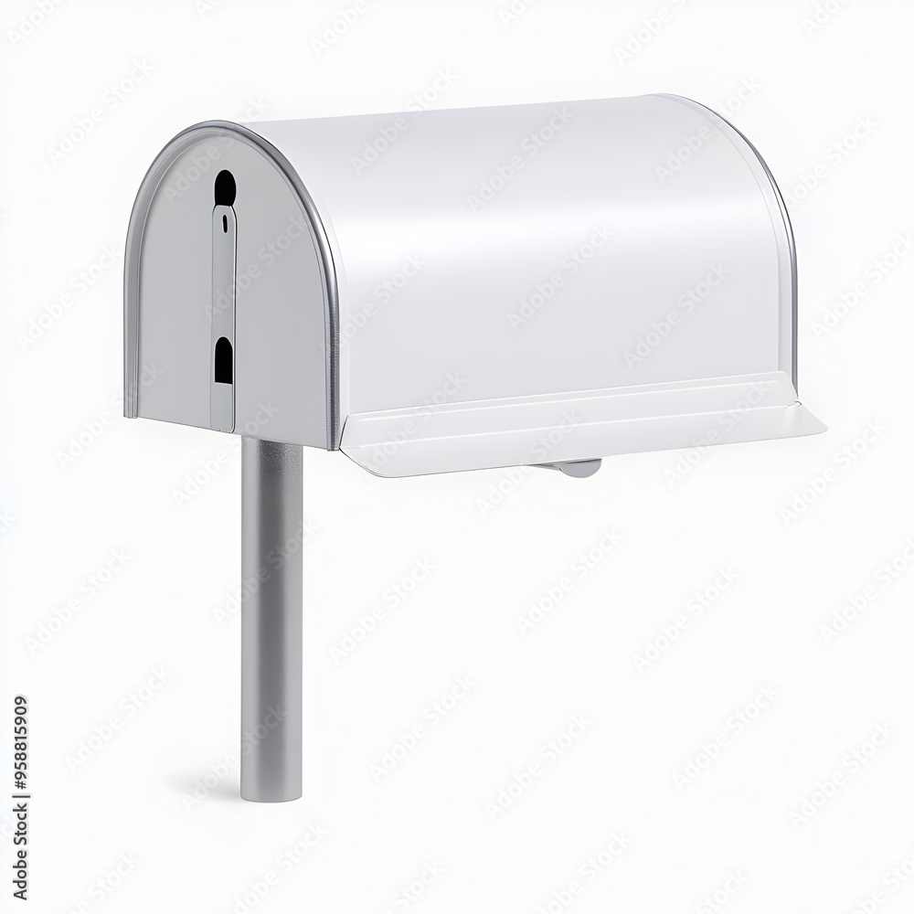 Metallic Minimalist Mailbox on Plain White Background