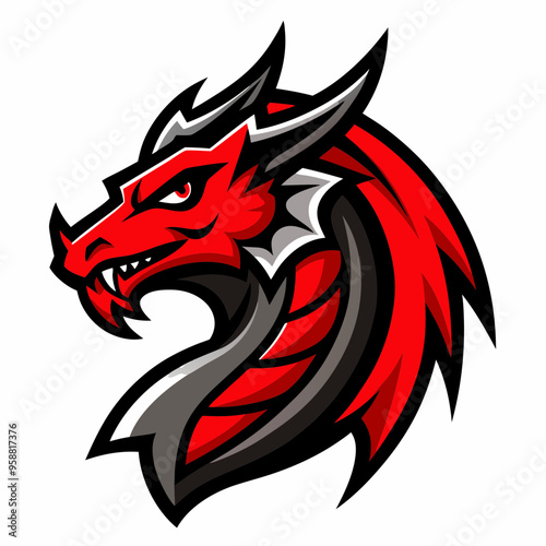 logo red dragon red and black colors vector illustration