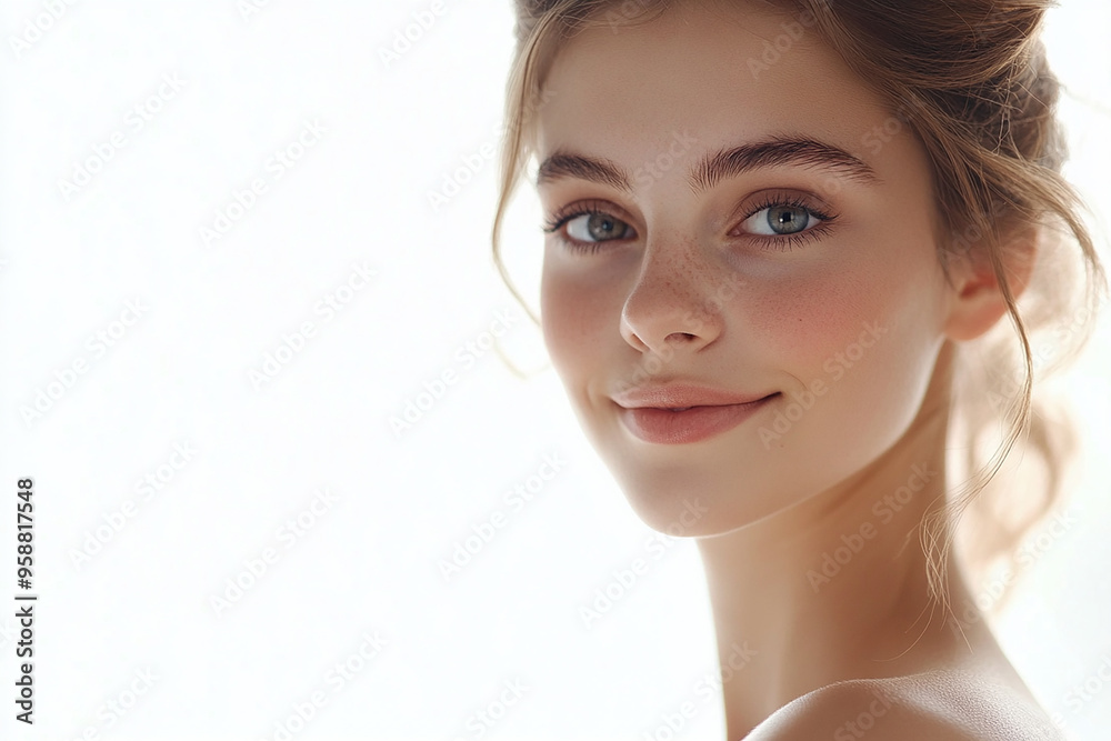 A beautiful woman close-up, facial skin care display A beautiful woman close-up, facial skin care display
