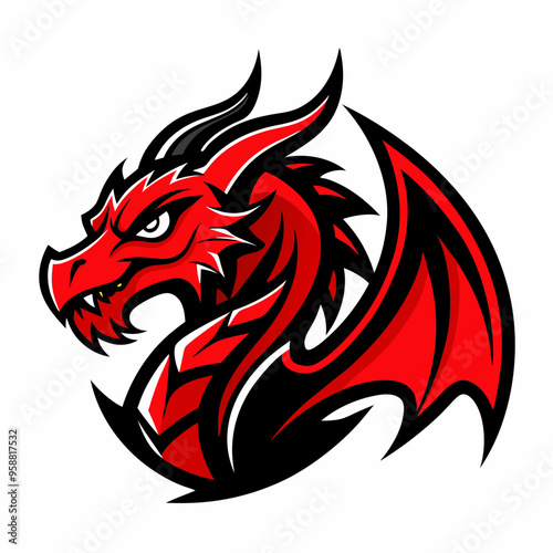 logo red dragon red and black colors vector illustration