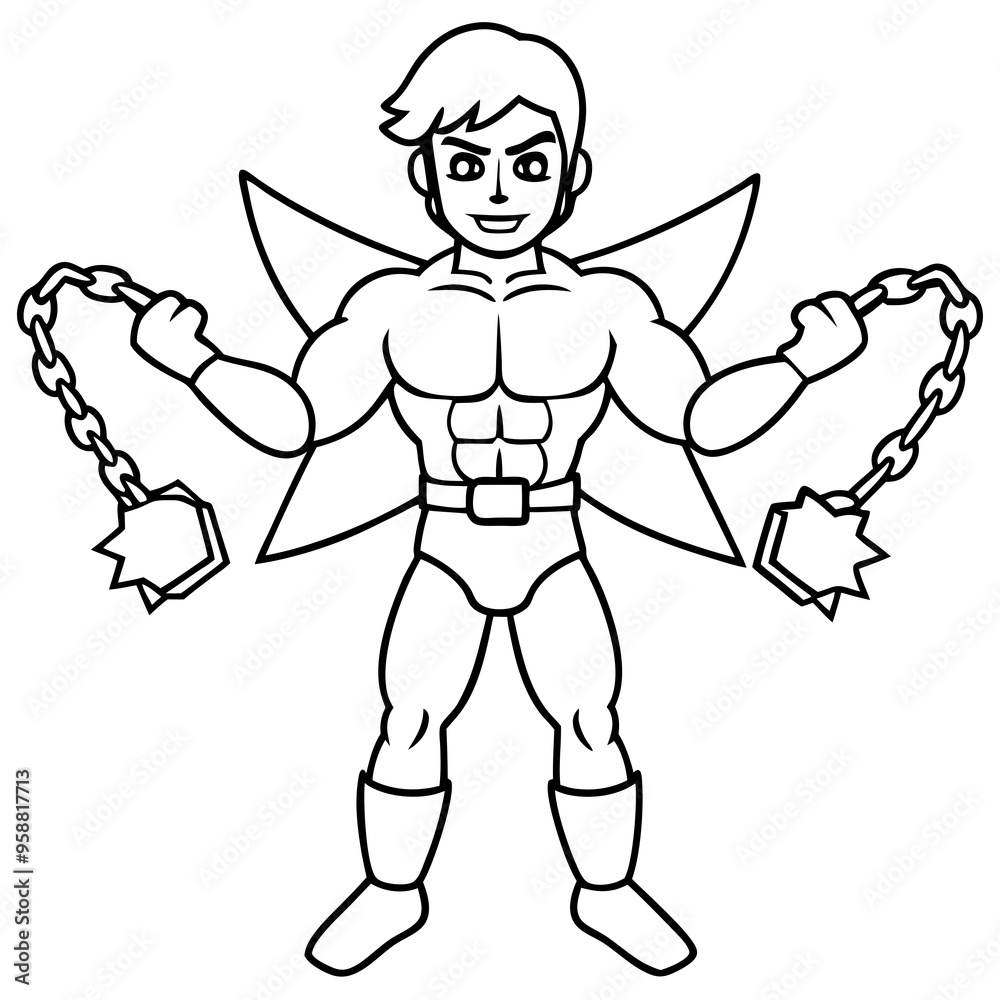Superhero kid with super strength breaking chains Superhero kid with super strength breaking chains