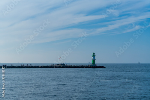 The entrance to the port at Warnemunde in Mecklenburg-Vorpommern, Germany