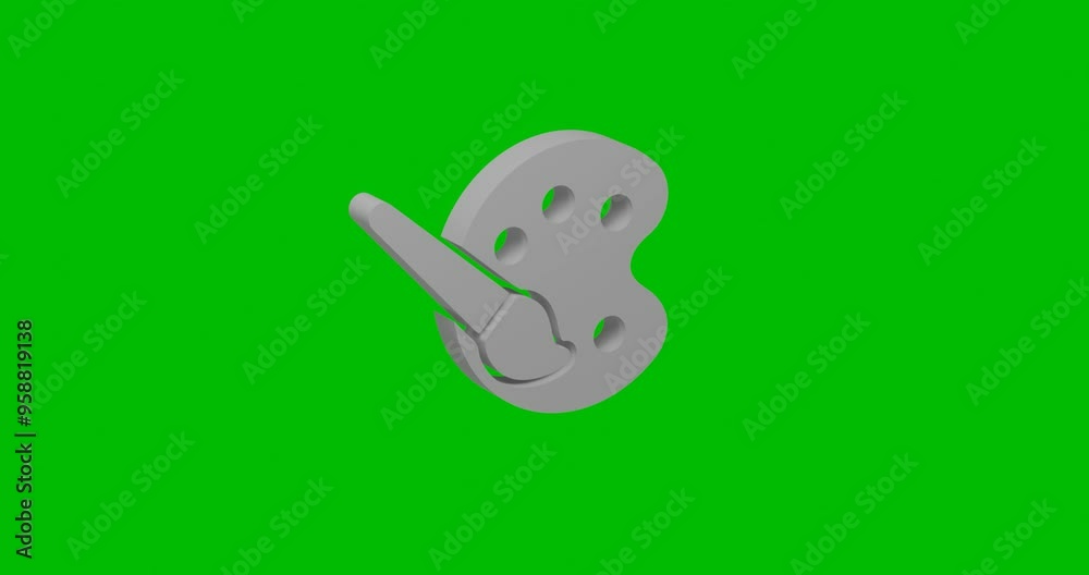 Animation of rotation of a white palette symbol with shadow. Simple and complex rotation. Seamless looped 4k animation on green chroma key background Animation of rotation of a white palette symbol with shadow. Simple and complex rotation. Seamless looped 4k animation on green chroma key background