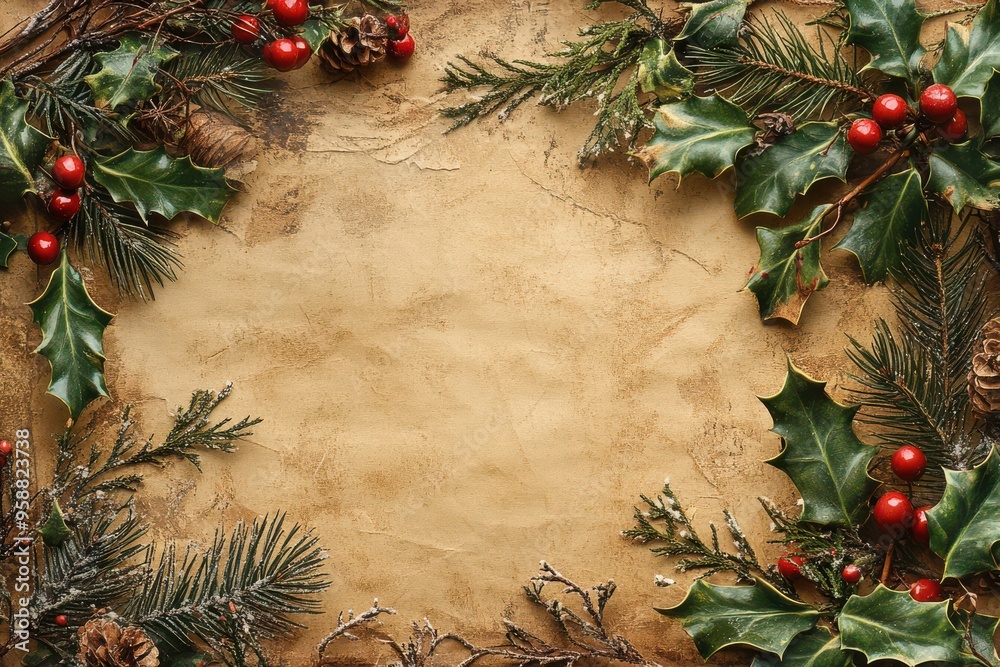 Christmas Wreath Frame with Blank Parchment Center Christmas Wreath Frame with Blank Parchment Center