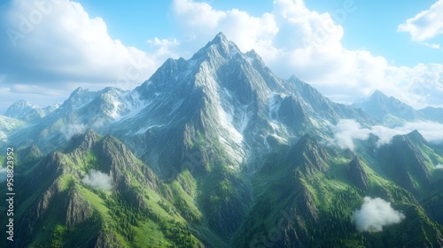 Wallpaper Mural Majestic Mountain Peak in Sunlight Torontodigital.ca