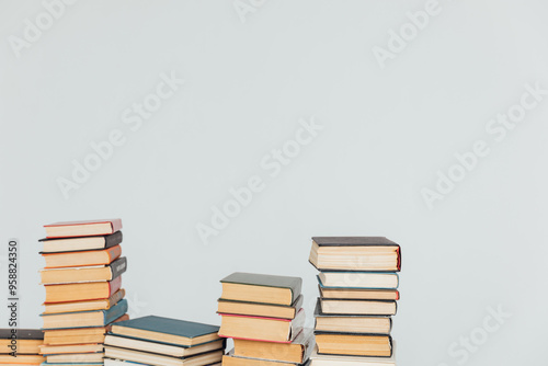 Wallpaper Mural Piles of educational books for university library on white background Torontodigital.ca