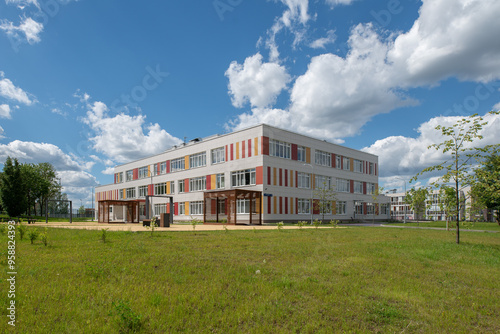 sunny building of school