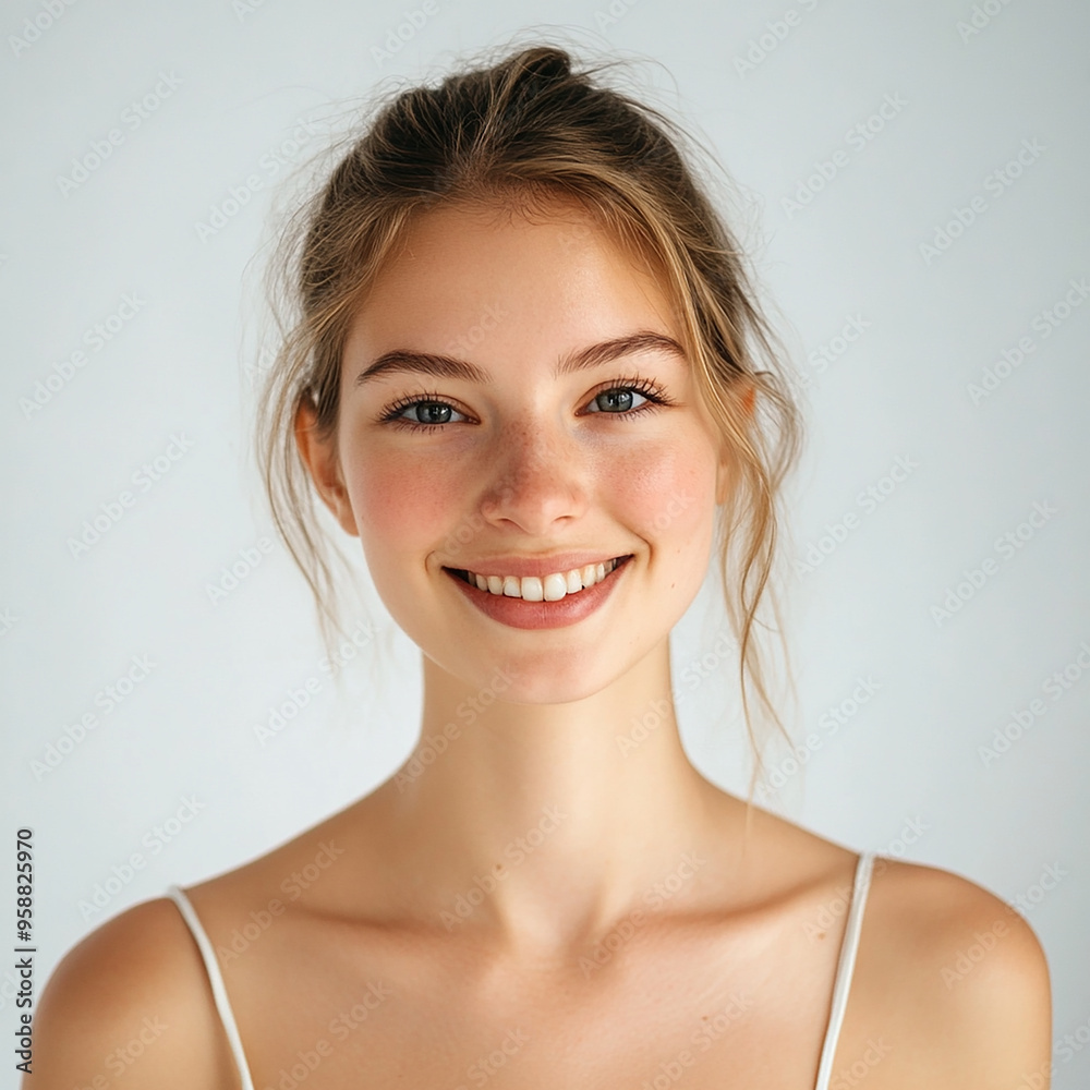 A beautiful woman close-up, facial skin care display