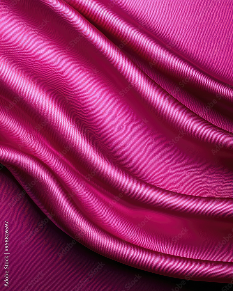 Obraz premium Elegant pink satin fabric with smooth, flowing waves, perfect for backgrounds or fashion photography.