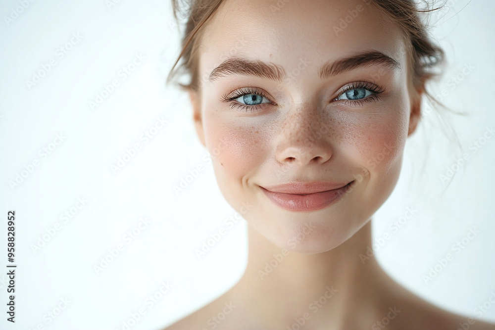 A beautiful woman close-up, facial skin care display A beautiful woman close-up, facial skin care display