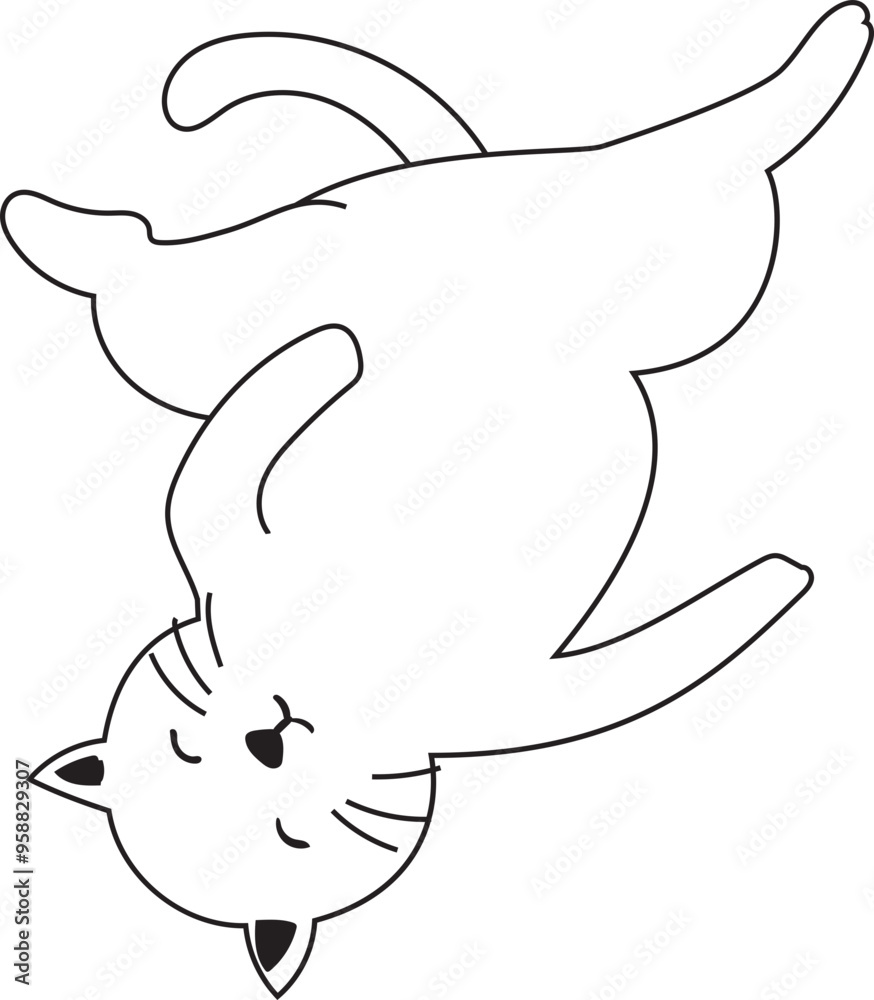 Obraz premium Hand drawn cute cat illustration on transparent background.