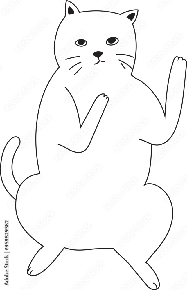 Hand drawn cat illustration on transparent background.
