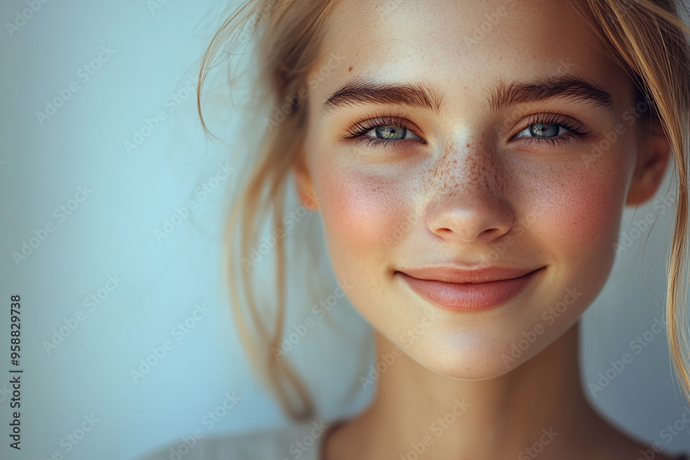 A beautiful woman close-up, facial skin care display A beautiful woman close-up, facial skin care display