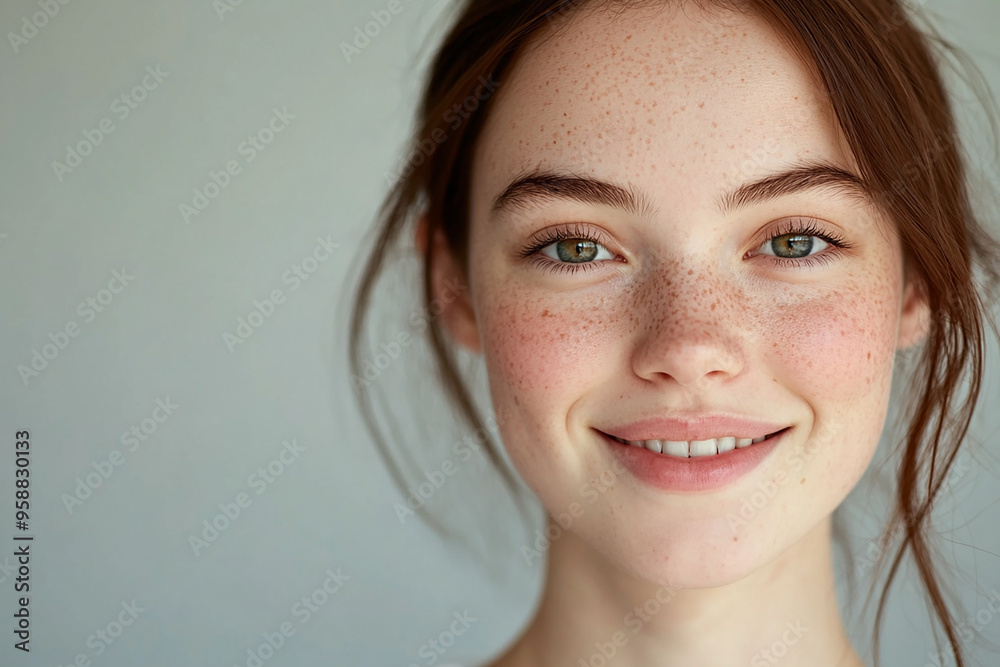 A beautiful woman close-up, facial skin care display A beautiful woman close-up, facial skin care display