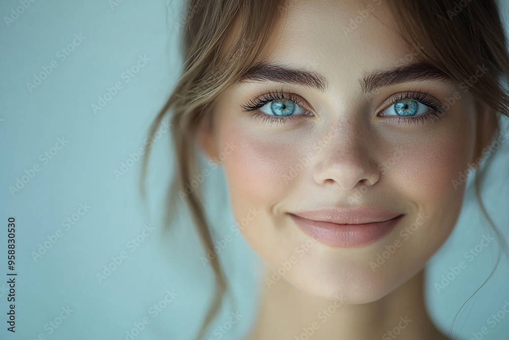 Fototapeta premium A beautiful woman close-up, facial skin care display