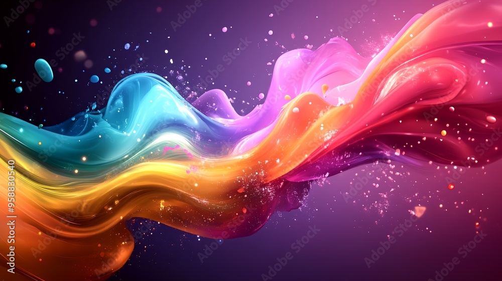 a colorful wave of liquid on a purple background a colorful wave of liquid on a purple background