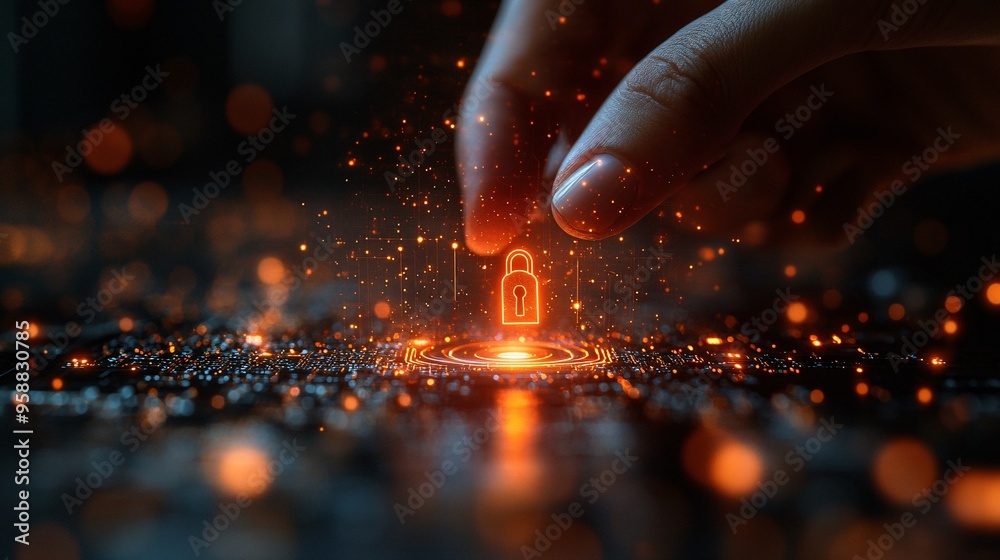Secure Data Encryption Concept - Close-up of Hand Holding Digital Key with Glowing Symbols Secure Data Encryption Concept - Close-up of Hand Holding Digital Key with Glowing Symbols