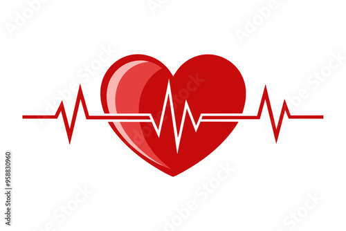  Heart Beat pulse line concept design vector art illustration image