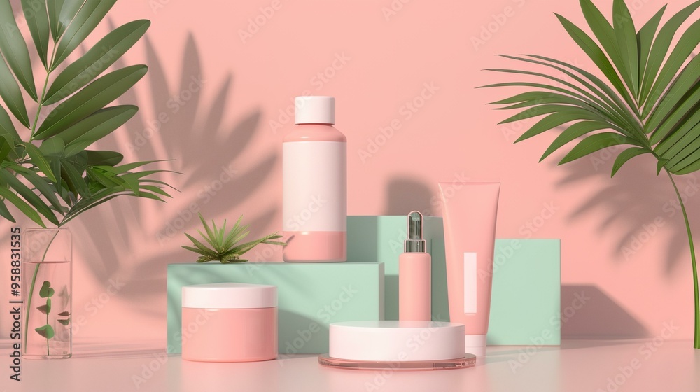 a pink wall and a plant in a vase a pink wall and a plant in a vase