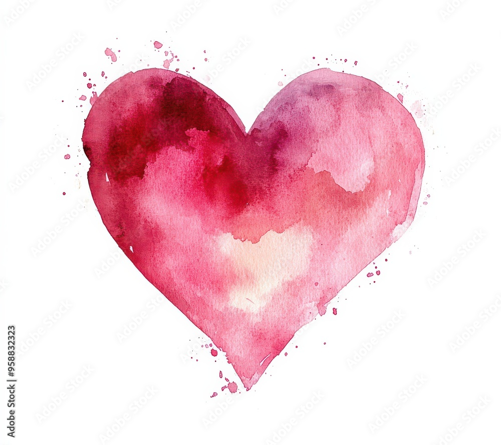 Soft Pink Watercolor Heart on White Background Soft Pink Watercolor Heart on White Background