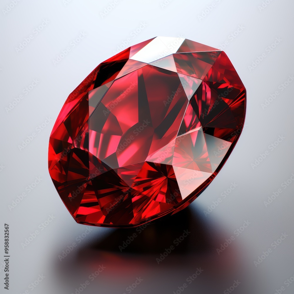 A beautiful red ruby diamond is sitting elegantly on a white surface A beautiful red ruby diamond is sitting elegantly on a white surface