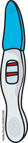 Cartoon pregnancy test machine illustration on transparent background.
