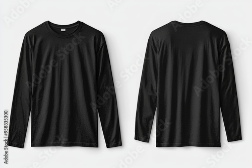 Black long sleeve tshirt mockup isolated created with Generative AI