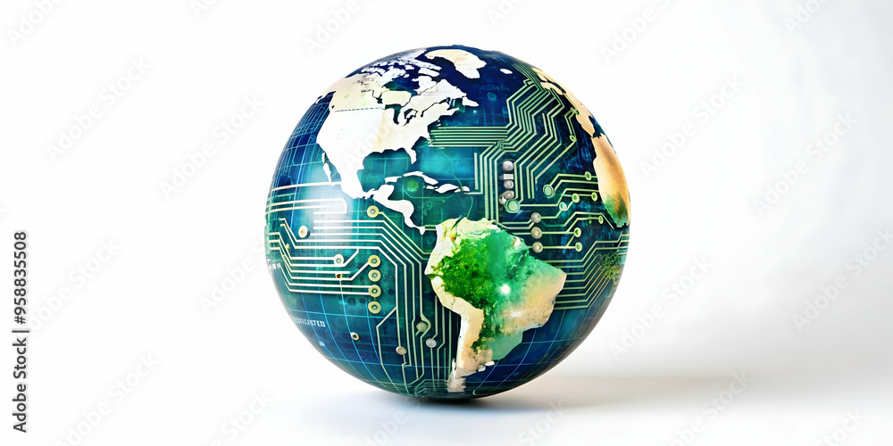 Global Economic Cost Management: AI-Powered Globe with Dollar Icon Vector Illustration, Isolated on White Background Global Economic Cost Management: AI-Powered Globe with Dollar Icon Vector Illustration, Isolated on White Background