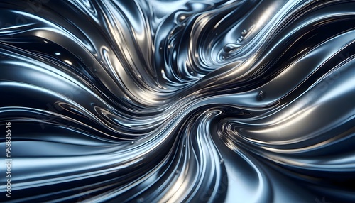 Abstract background of flowing silver with golden tint