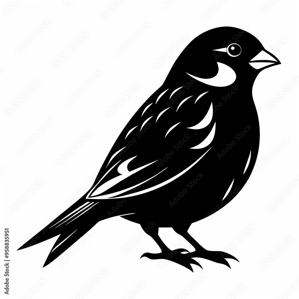 Fototapeta premium Sparrow Black silhouette