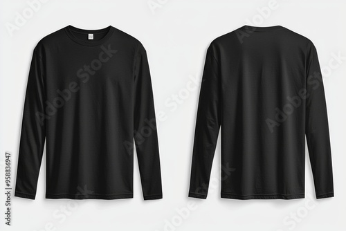 Black long sleeve tshirt mockup isolated created with Generative AI