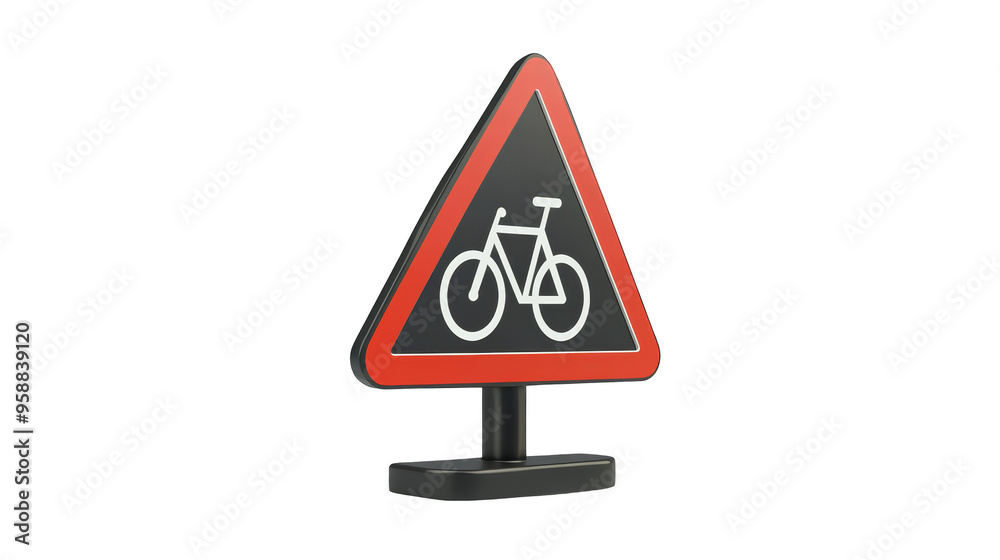 Bicycle Warning Sign on a Background of Pixelated Squares Bicycle Warning Sign on a Background of Pixelated Squares