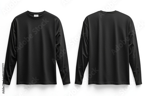 Black long sleeve tshirt mockup isolated created with Generative AI