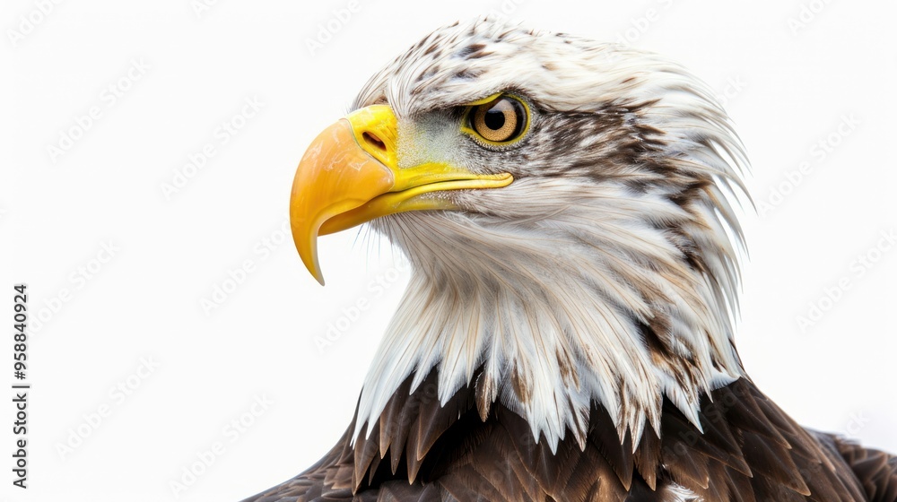 Naklejka premium Close up portrait of a surprised bald eagle